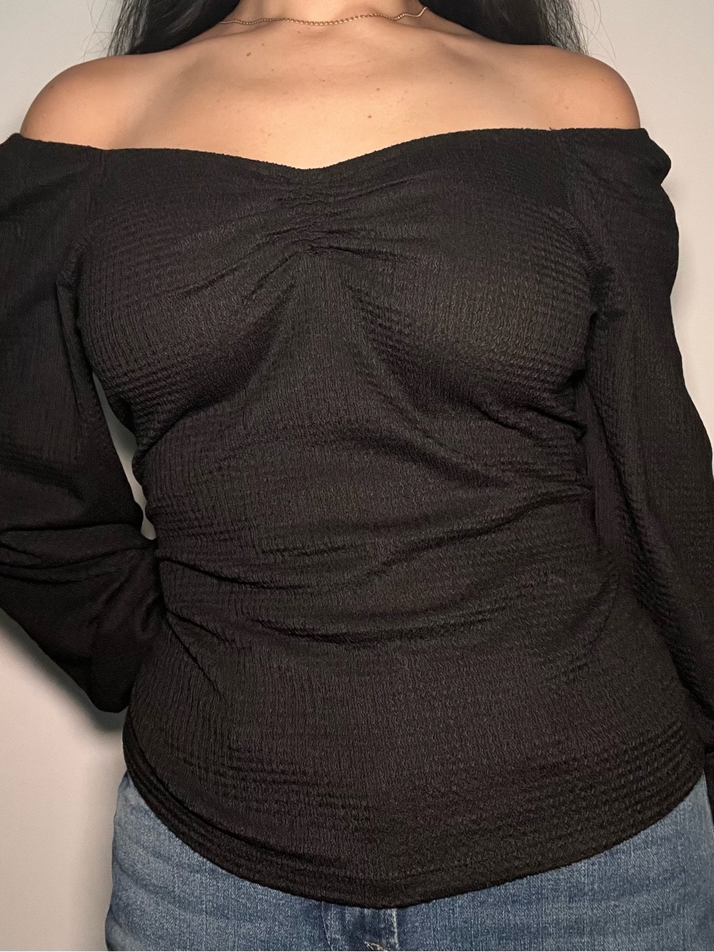Michael Kors Black Ruched Long Sleeve Top S